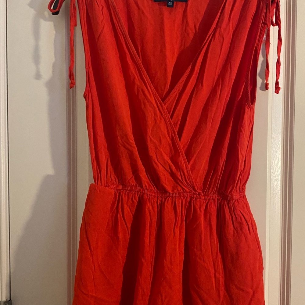 Women’s Orange/Red Sleeveless Wrap Front Dress
